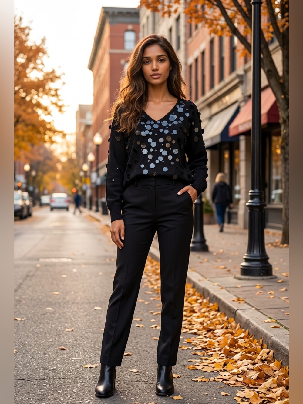 NWT Chico's Black Crew Neck Top with Subtle Texture